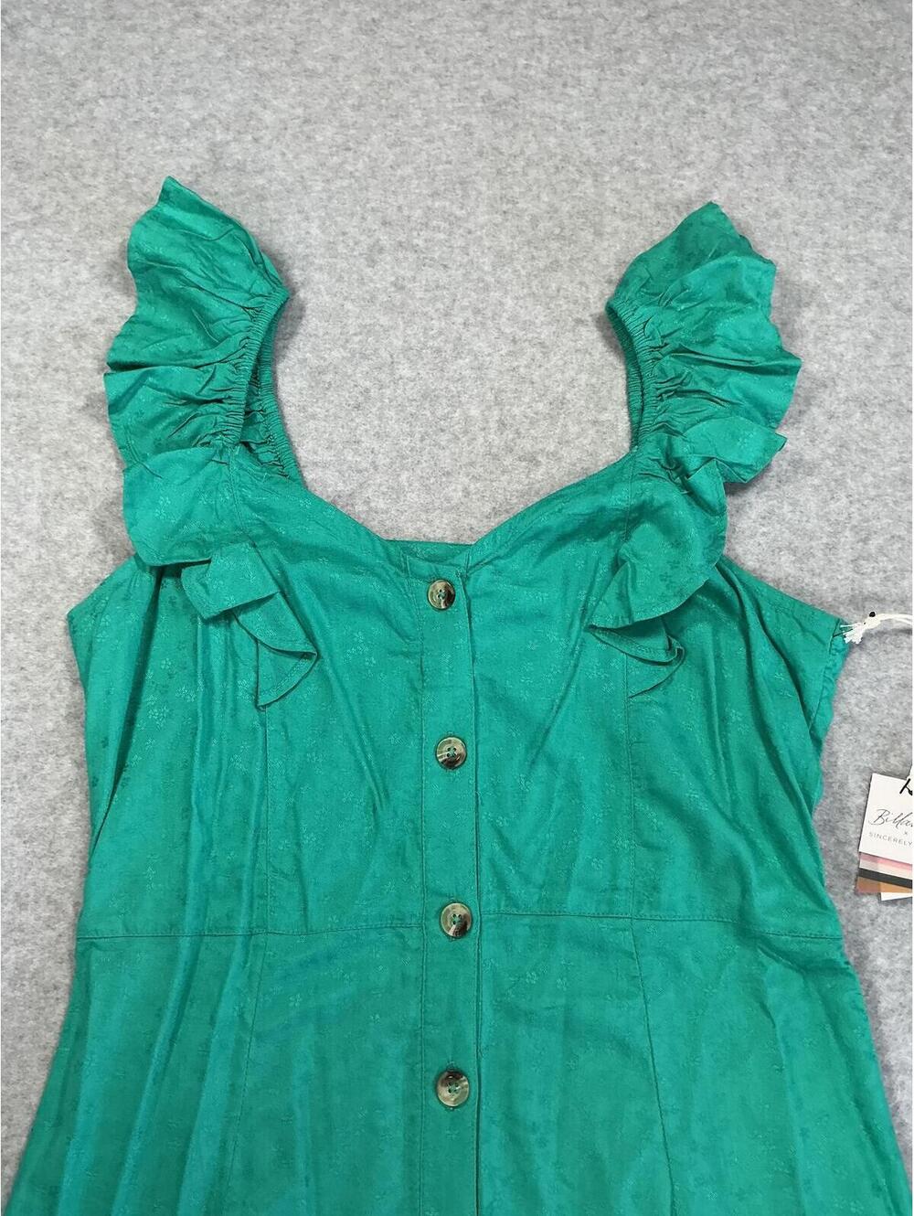 Billabong x Sincerely Jules Green Button Front Midi Dress Medium NWT - Picture 4 of 10
